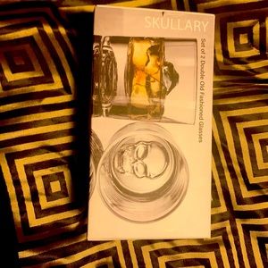 Set of 2 skull double old fashioned glasses